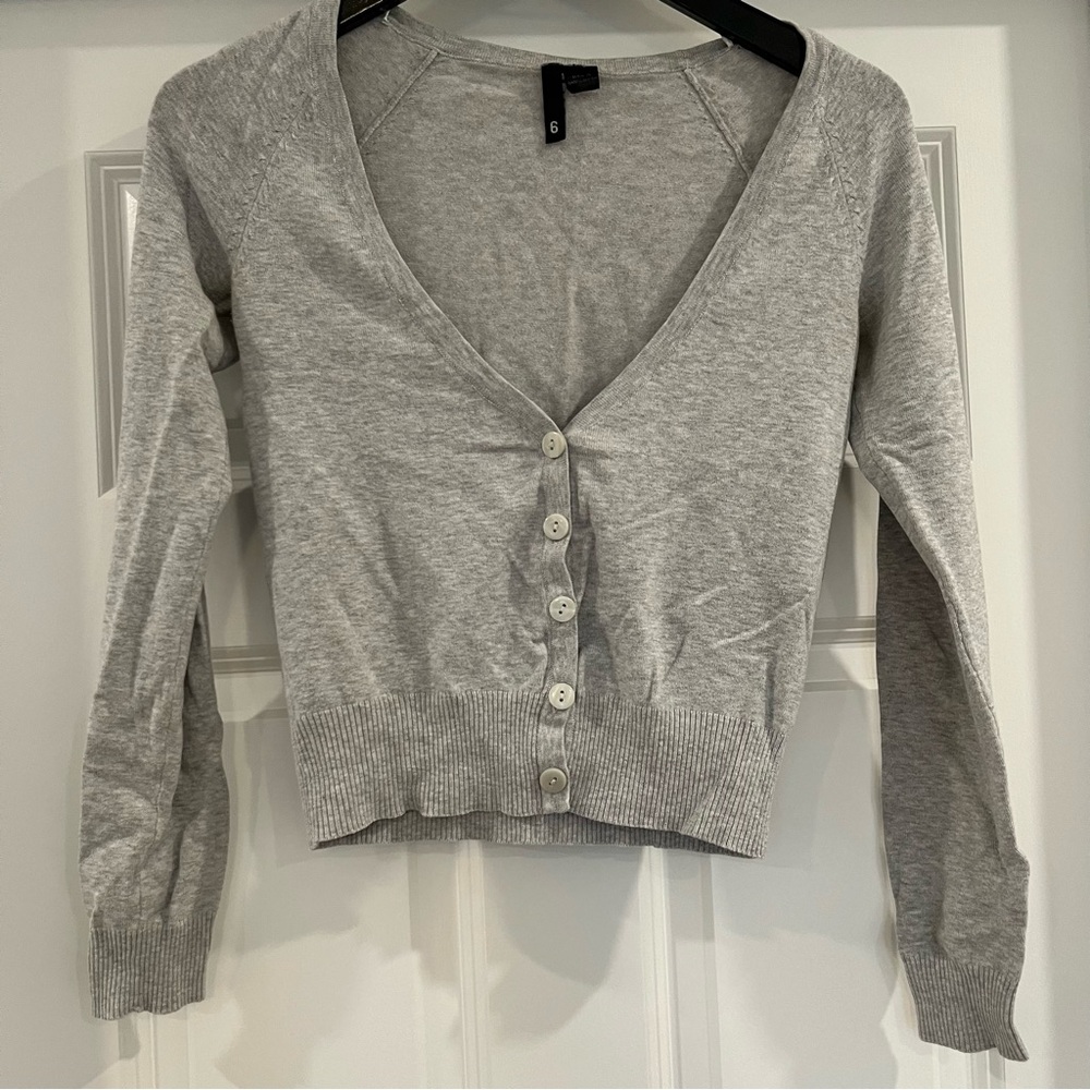 H&M Light Gray Button-Up Cardigan